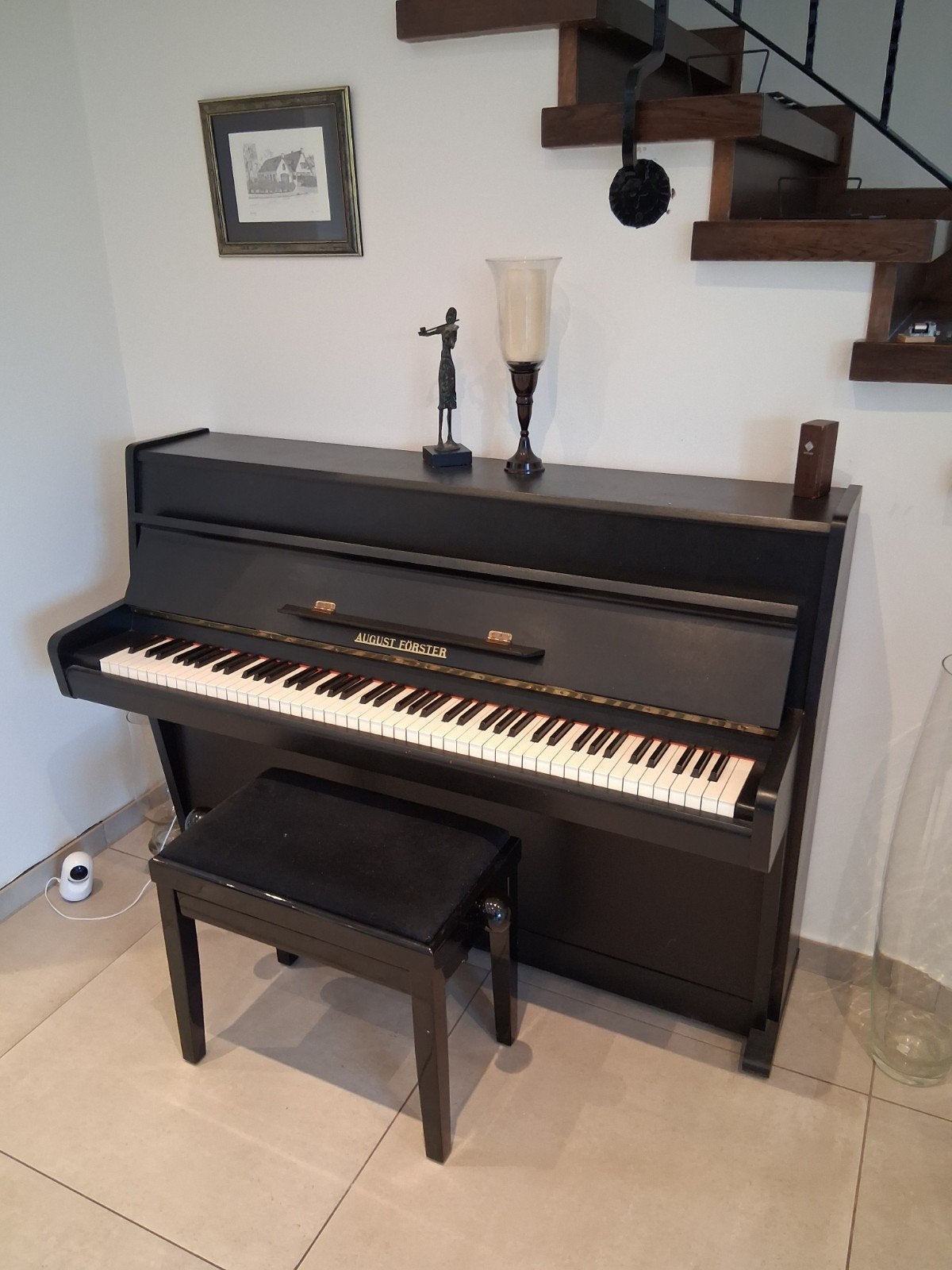 August Förster studie piano met kruk en metronoom, Ophalen, Gebruikt