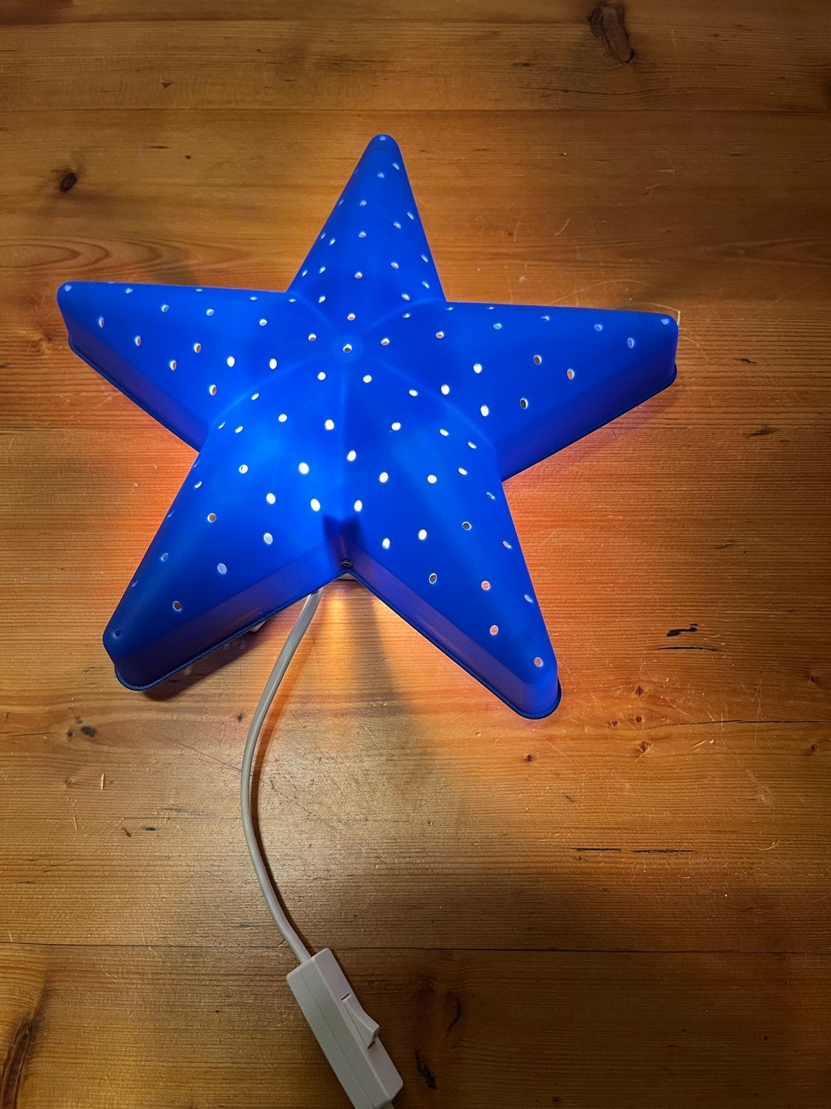 Vintage IkEA Blauwe Ster Lamp met gaatjespatroon, Huis en Inrichting, Lampen | Overige, Gebruikt, Kunststof, Ophalen of Verzenden