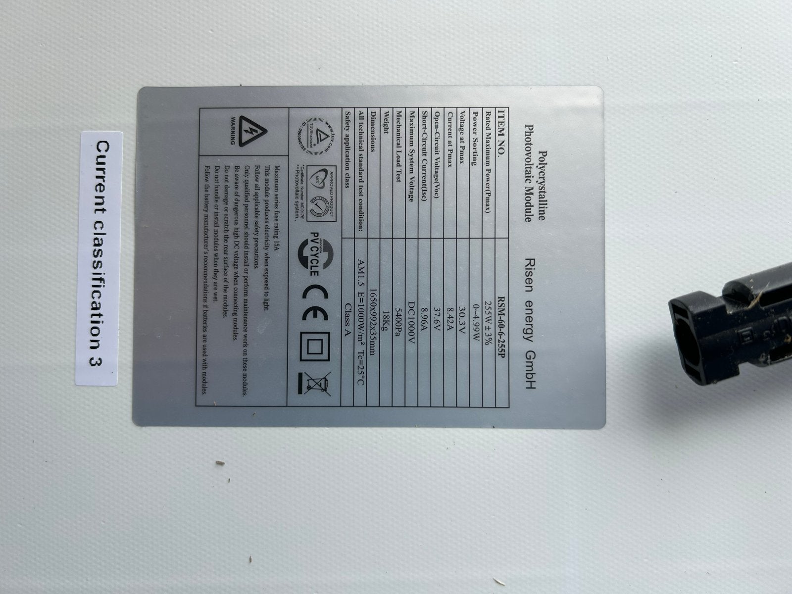 Risen Energy Zonnepaneel - 255Wp Polycrystalline, Ophalen, Gebruikt