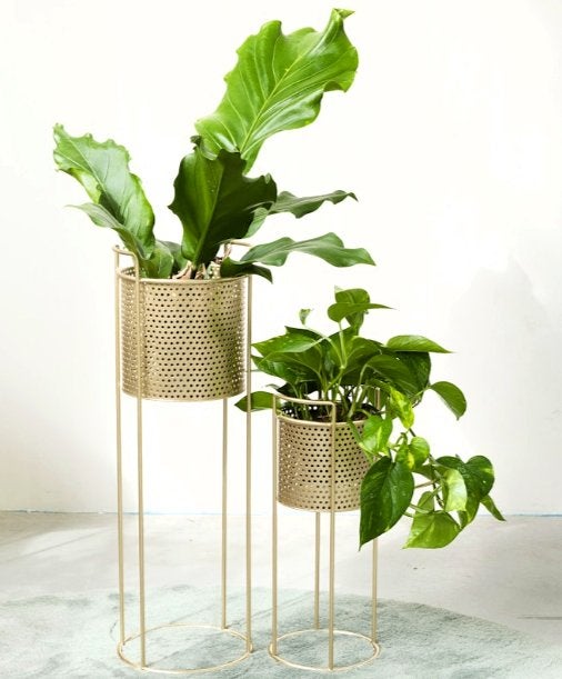 2 Plantenpotten op standaard - Nieuw, Tuin en Terras, Rond, Ophalen of Verzenden, Minder dan 25 cm, Metaal