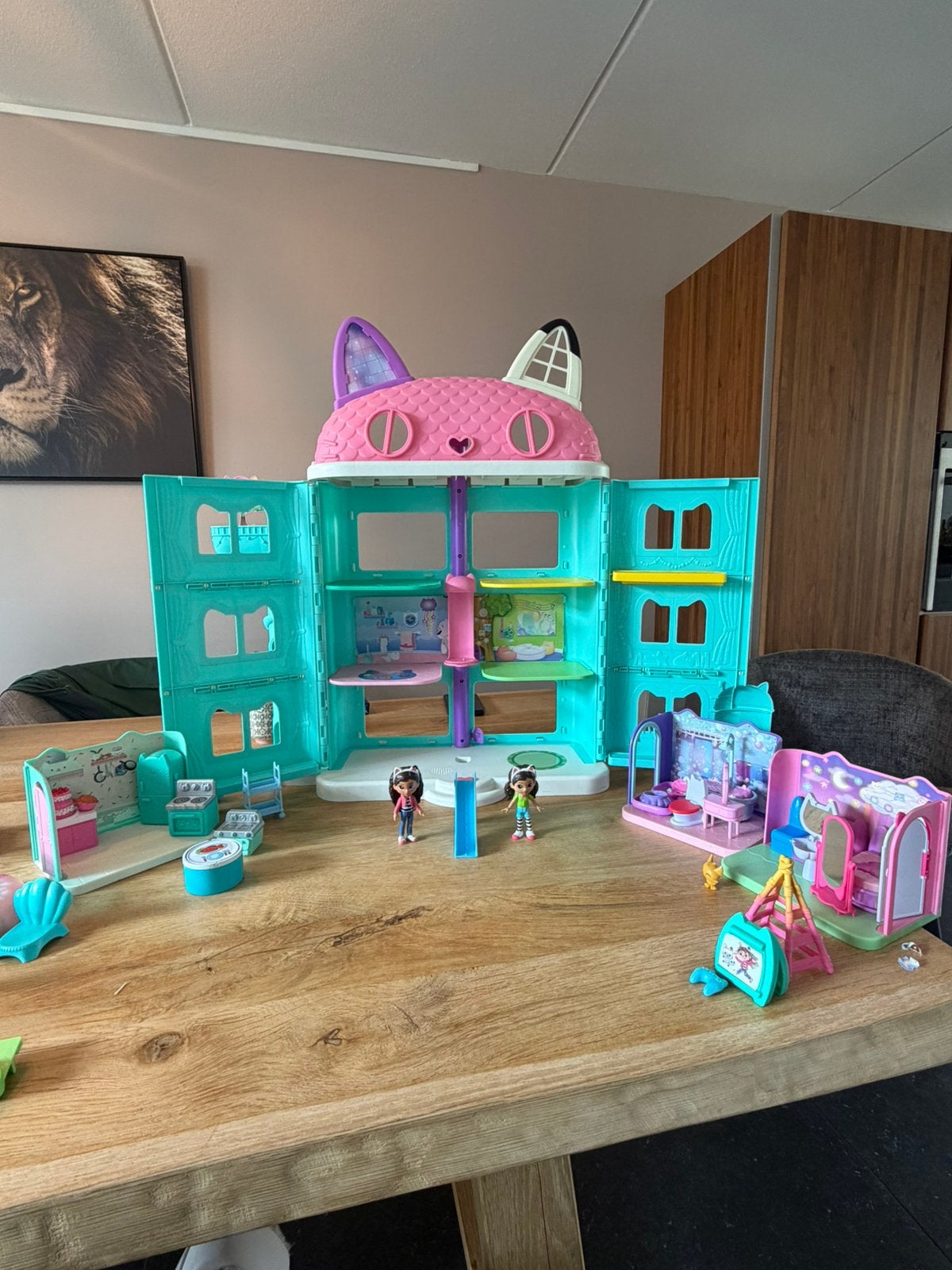 Gaby’s dollhouse + kattenoren haarband, Ophalen, Zo goed als nieuw, Poppenhuis