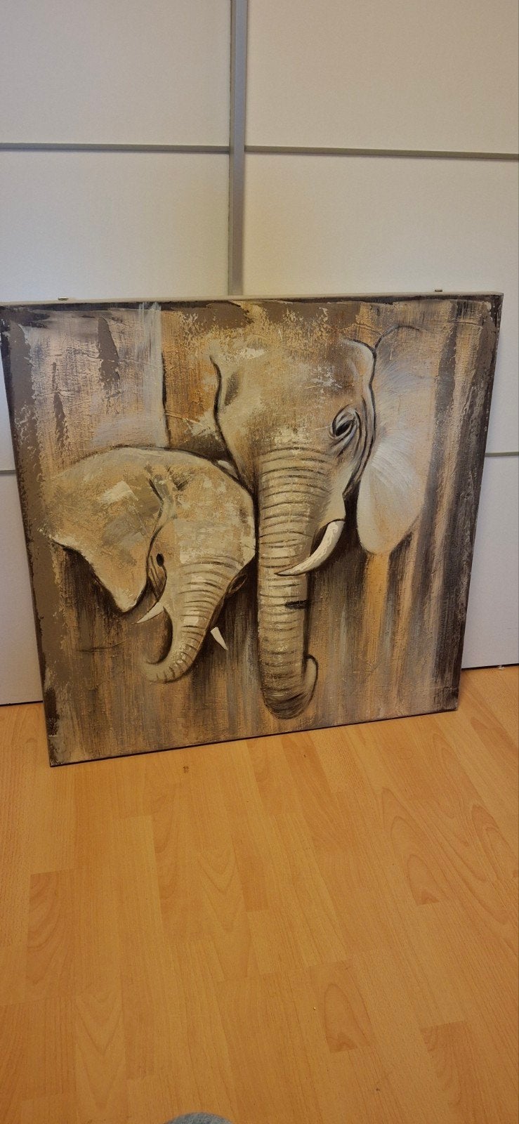 Schilderij met 3D olifanten - Modern en sfeervol, Ophalen, Schilderij