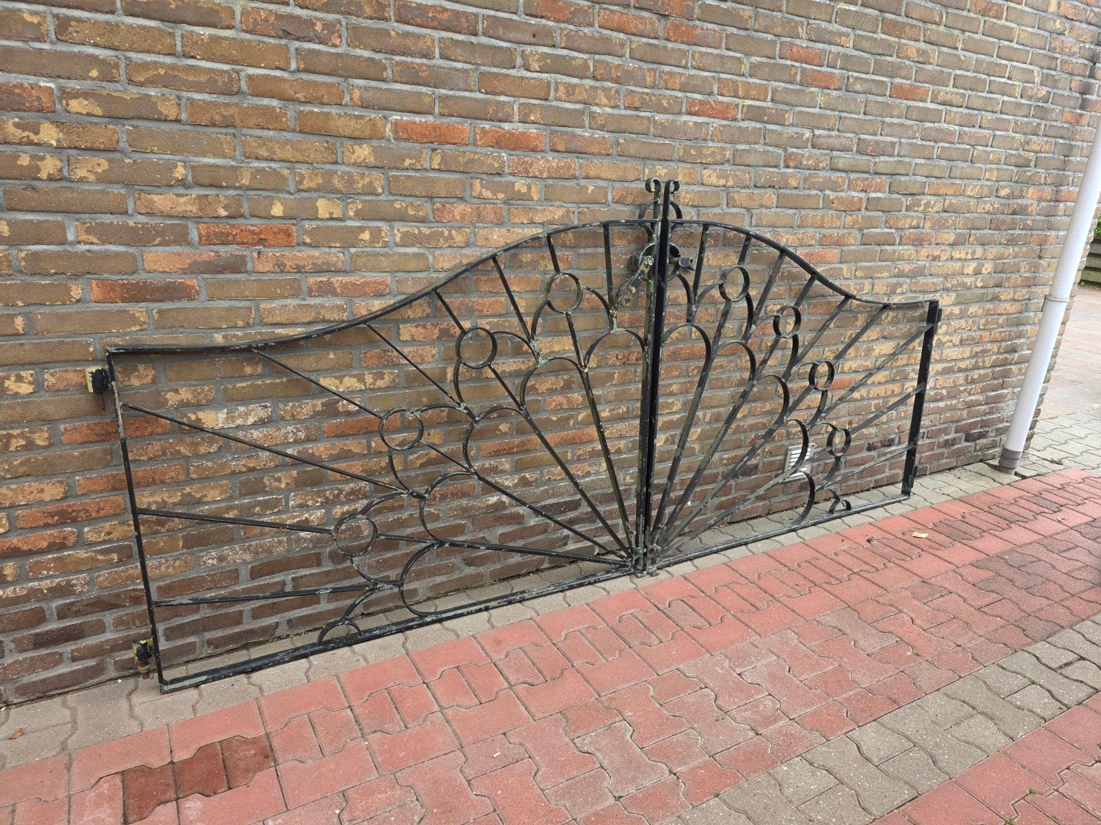 Zwaar sierhekwerk met poort - IJzeren tuinpoort, Met poort, Gebruikt, Ophalen of Verzenden, Sierhekwerk