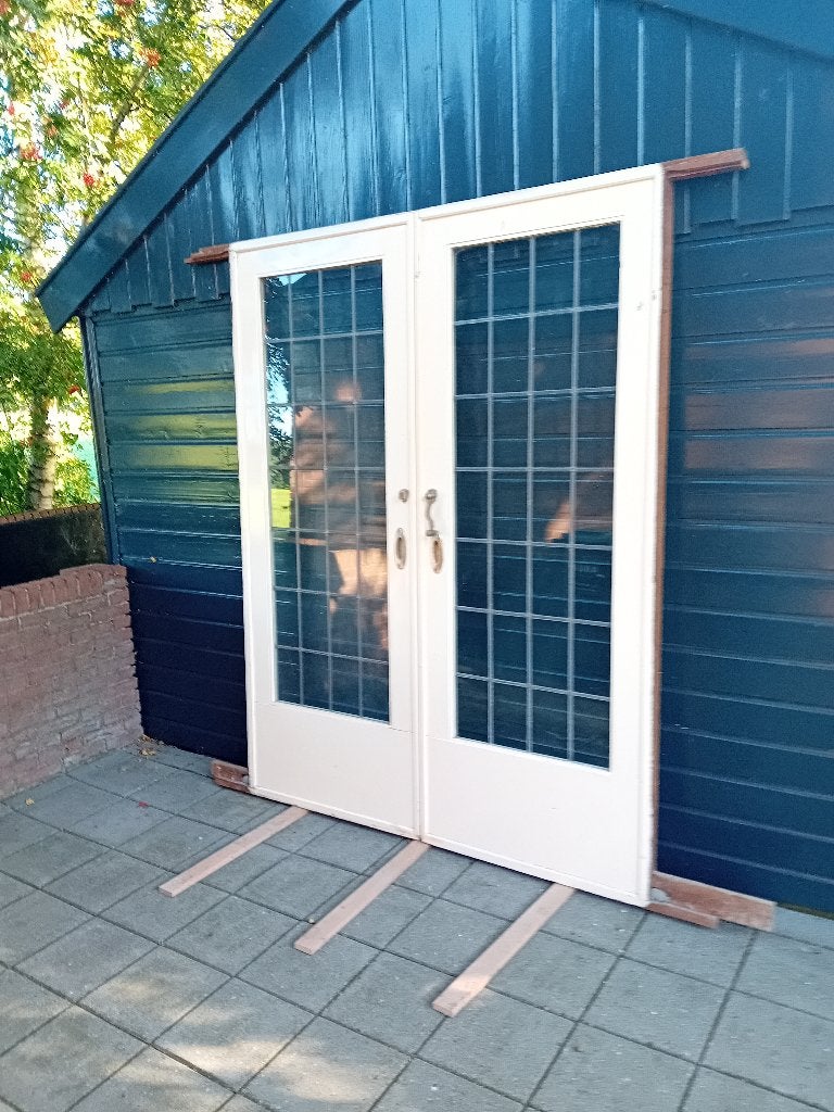 mooie oude glas in lood schuifdeuren, Ophalen, Gebruikt, 80 tot 100 cm, 215 cm of meer
