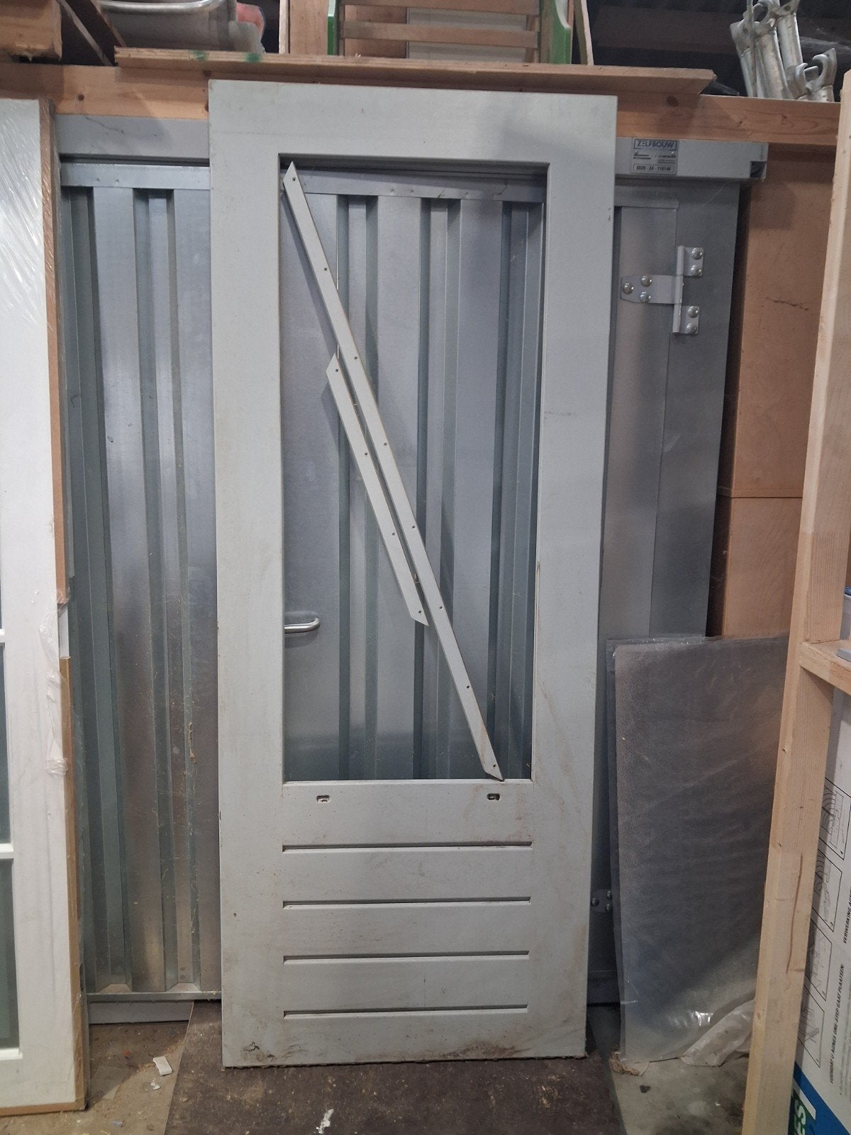 hardhouten buitendeur 220x83x 4 zonder glas, Ophalen, 80 tot 100 cm, Nieuw, Buitendeur