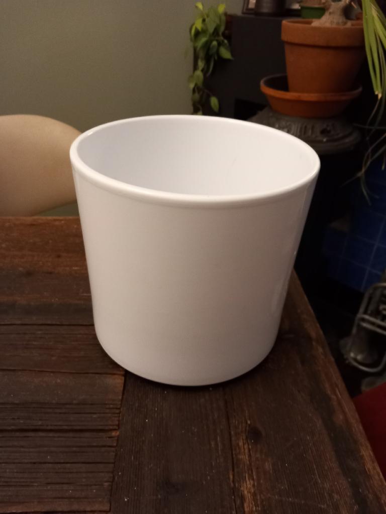 bloempot strakke vorm cilinder vintage 80s aardewerk ø 23 xl, Rond, Binnen, Ophalen of Verzenden, Aardewerk