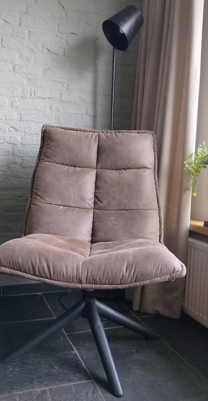 COMFORTABELE RELAX FAUTEUIL draaistoel antraciet en of groen, Huis en Inrichting, Ophalen, Modern, Comfortabel, Gebruikt, 75 tot 100 cm