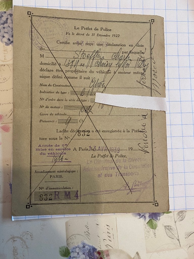 Carte grissen van vooroorlogse citroen b12 oldtimer, Ophalen of Verzenden
