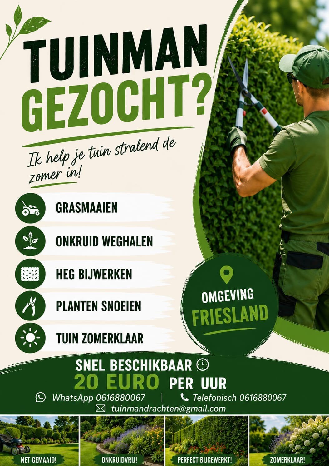 Tuinman aangeboden omgeving Friesland