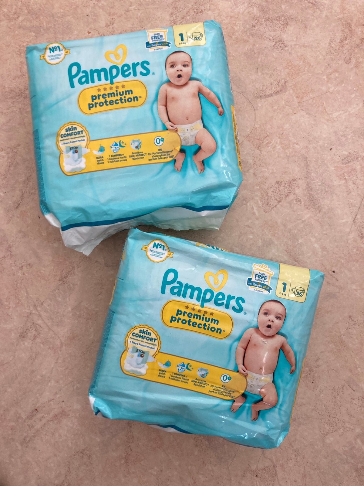 2 pakken Pampers Premium Protect Maat 1 (2-5 kg) - 26 stuks, Verzenden, Nieuw