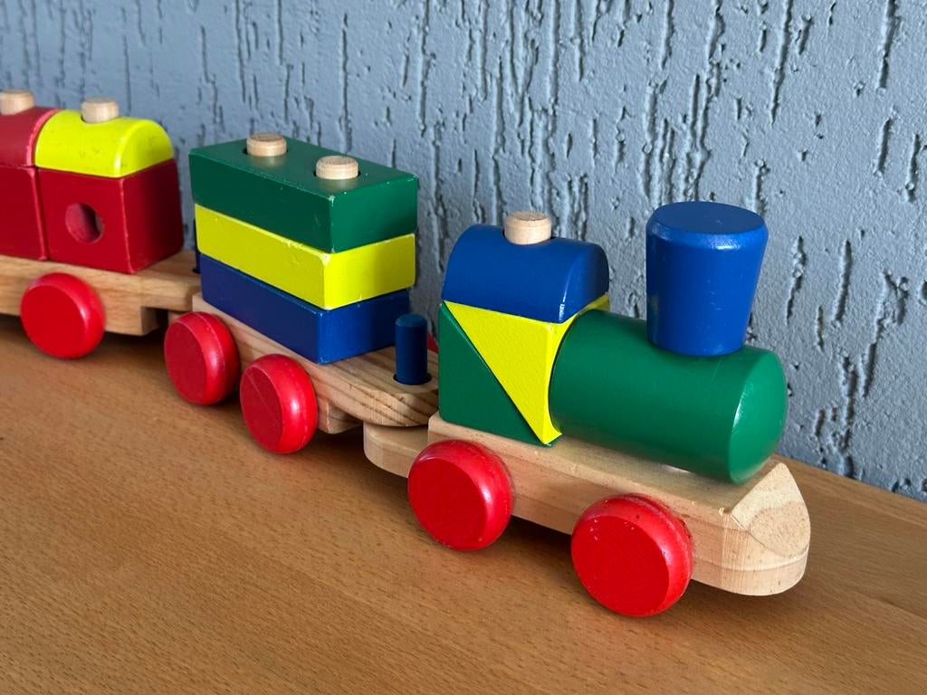 Kleurrijke Houten Speelgoed Trein met Blokken, Kinderen en Baby's, Speelgoed | Overig, Ophalen, Gebruikt, Jongen of Meisje