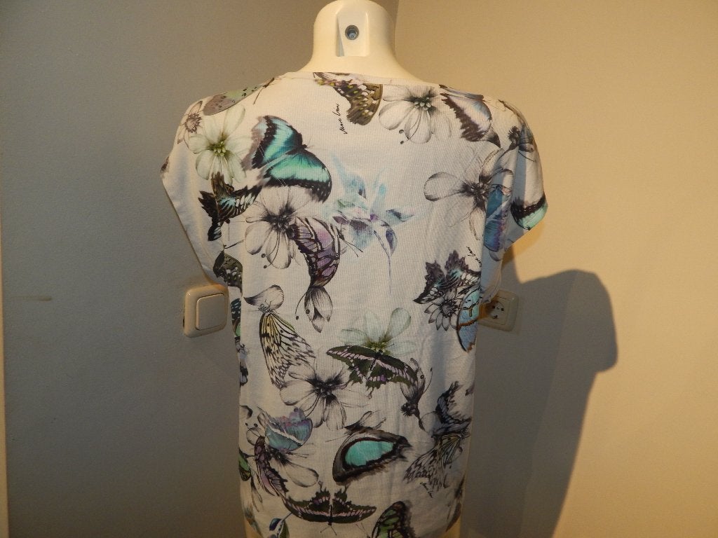 Marccain shirt in kleurrijke vlinder print hardware label N6, Overige kleuren, Verzenden, Maat 42/44 (L), Korte mouw