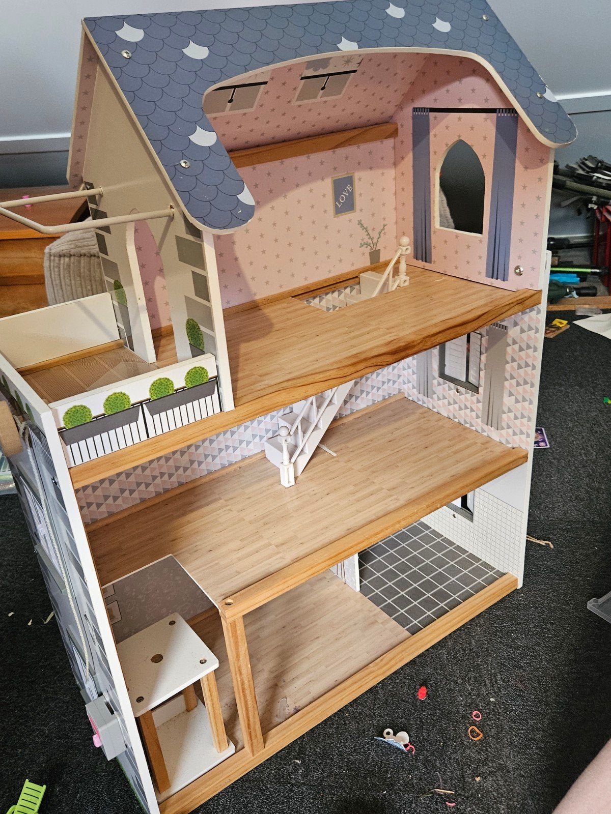poppenhuis met toebehoren, Ophalen, Gebruikt, Poppenhuis