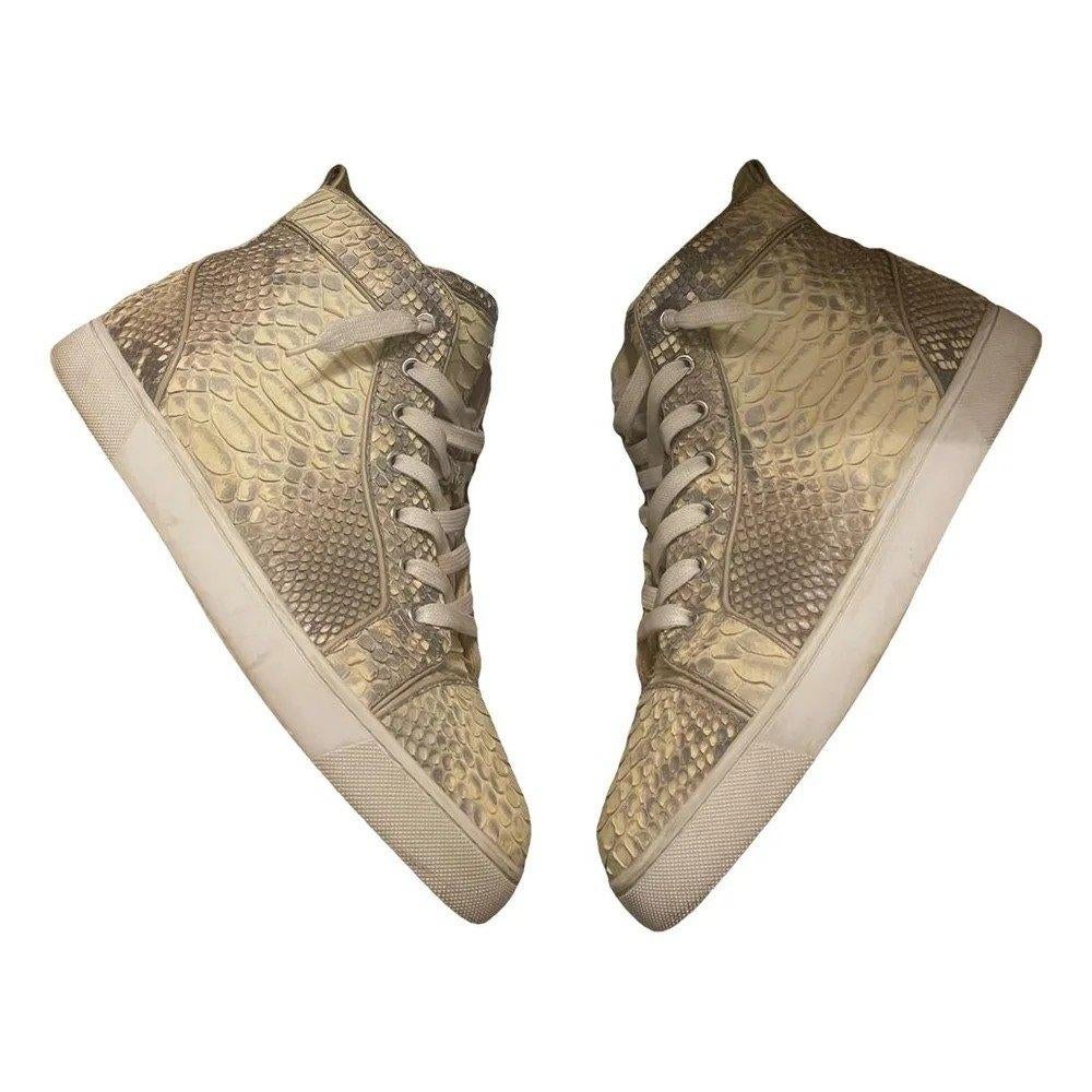 Christian Louboutin Louis High Sneakers Python Beige, Overige kleuren, Ophalen of Verzenden, Sneakers of Gympen, Zo goed als nieuw
