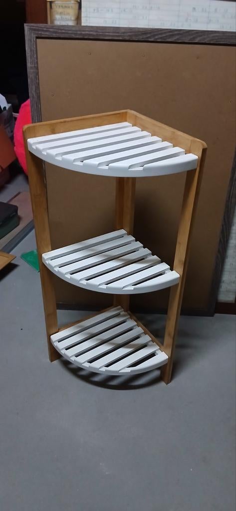 Hoekrekje Bamboe met 3 Witte Planken, Ophalen, Nieuw