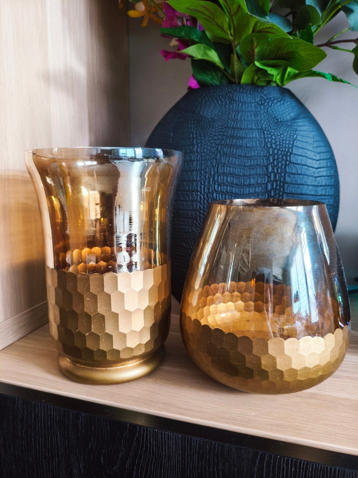 Riverdale Hurricane Gold windlichten/vazen set, Ophalen of Verzenden, Goud, Windlicht, Riverdale