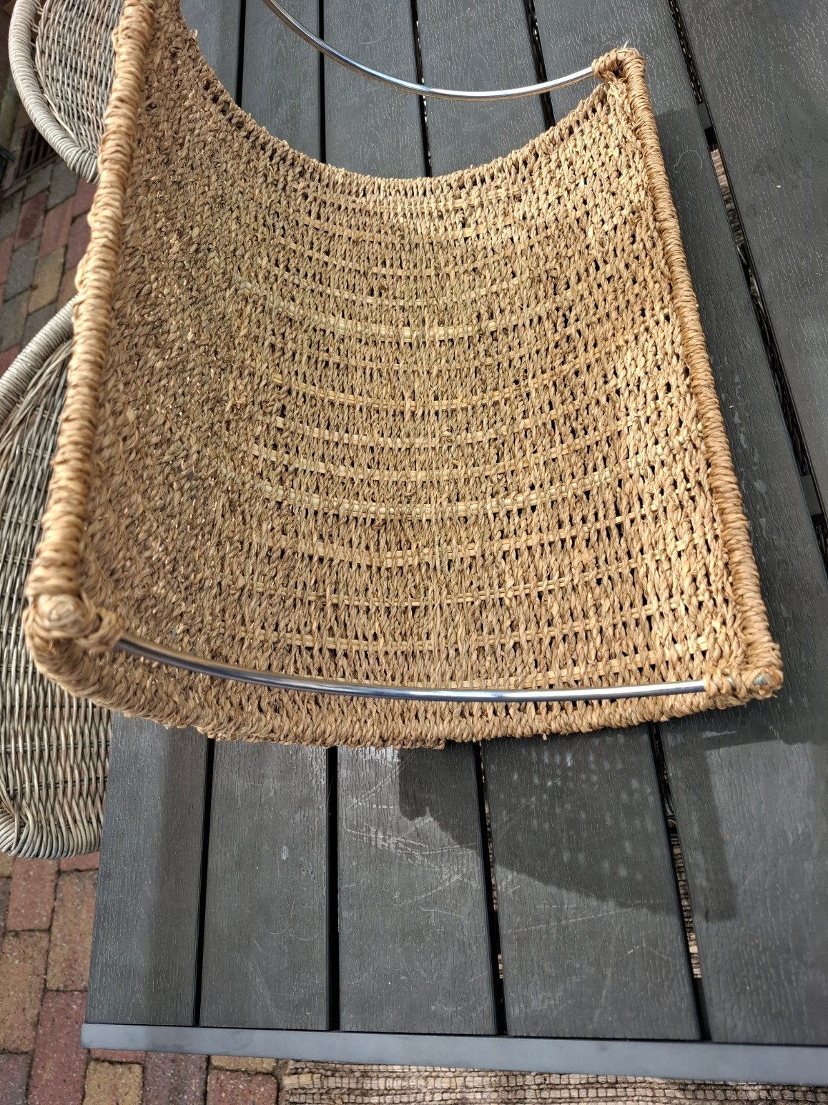 Decoratieve zeegras rieten mand met handvatten, Mand, Ophalen of Verzenden, Zo goed als nieuw, Riet