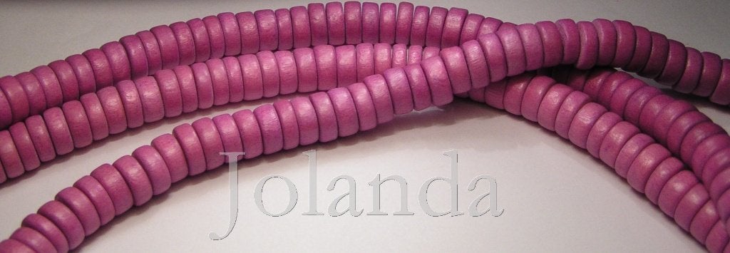 0663 Mooie Fuchsia Roze Houten Kralen Ketting (9 mm), Sieraden, Tassen en Uiterlijk, Ophalen of Verzenden, Nieuw, Roze, Overige materialen