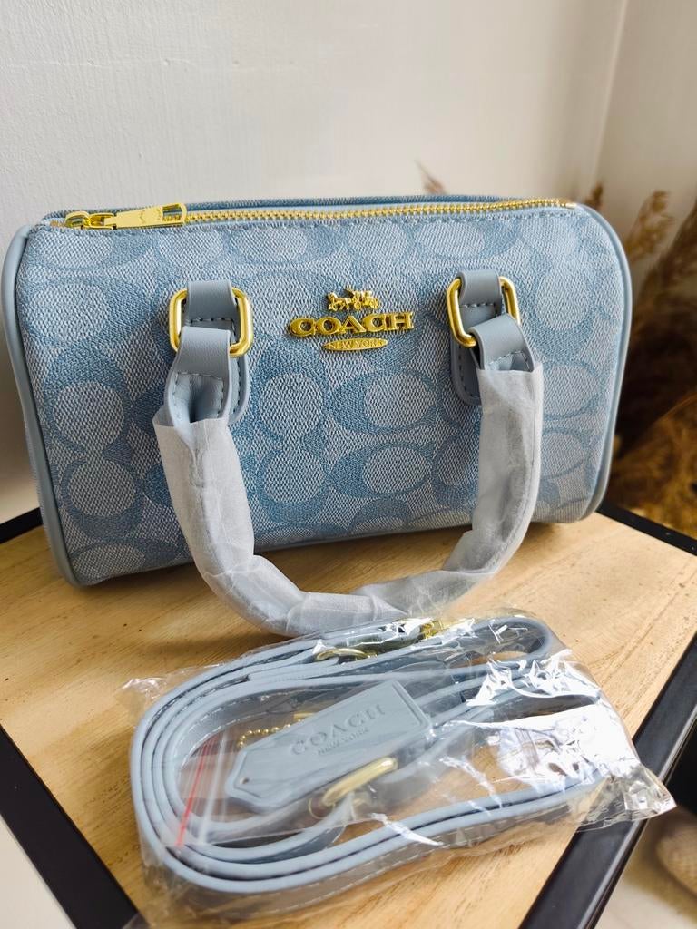 Coach Blue Ocean Leren Schoudertas met Label & Stofzak, Ophalen of Verzenden, Nieuw, Blauw, Schoudertasje