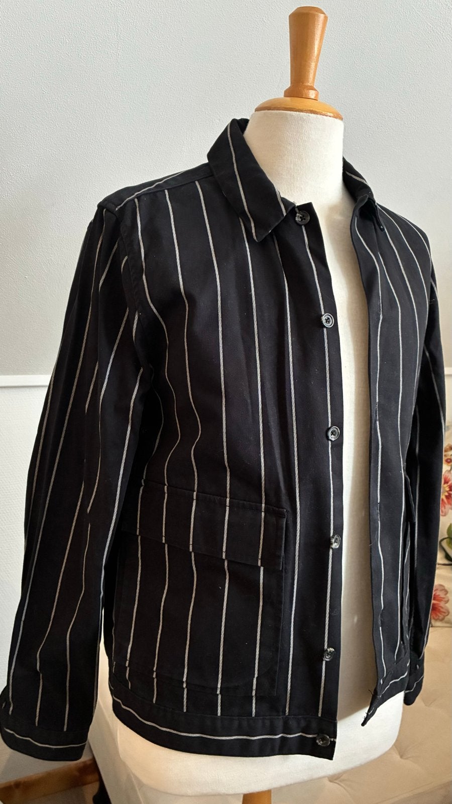 TOPMAN herenjasje zwart met witte strepen, maat S, Ophalen of Verzenden, Zo goed als nieuw, Maat 46 (S) of kleiner, Zwart