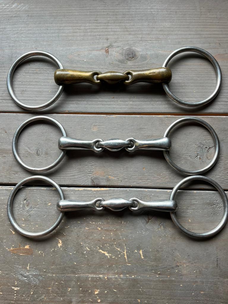 3 dubbel gebroken bitten 12.5 cm, Ophalen of Verzenden, Gebruikt, Dressuur