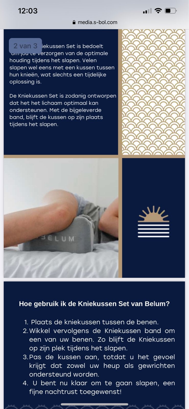 Belum Kniekussen Set - Ergonomisch Slaapkussen met Band, Ophalen of Verzenden, Nieuw