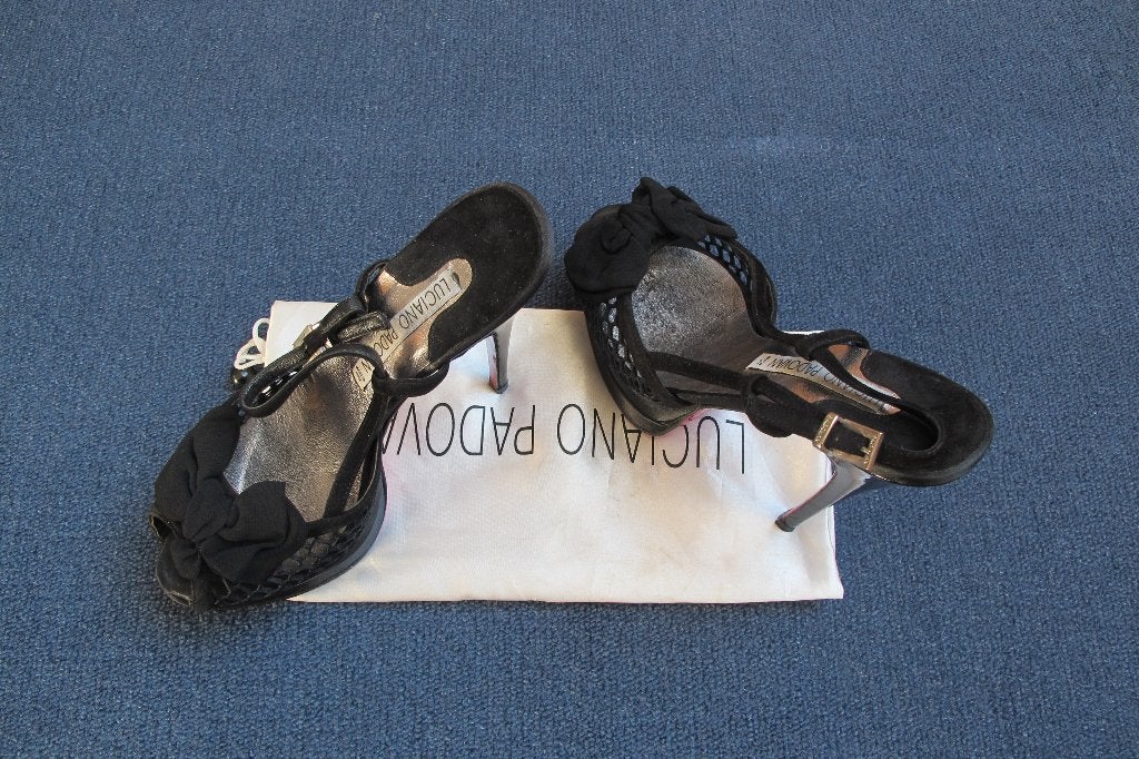 Black bow sandals (luciano padovan), Zwart, Luciano padovan, Gedragen, Sandalen of Muiltjes
