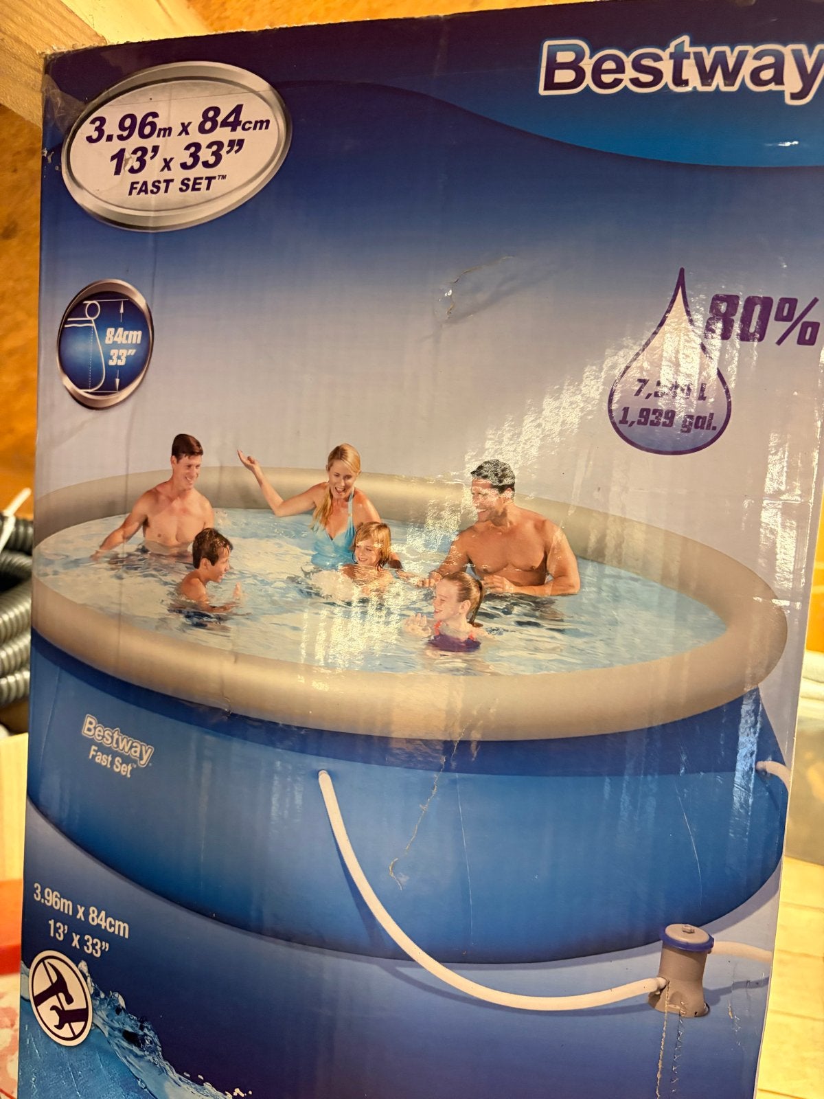 Bestway Fast Set Opzetzwembad met Afdekzeil, Ophalen, 80 tot 120 cm, Rond, 300 cm of meer