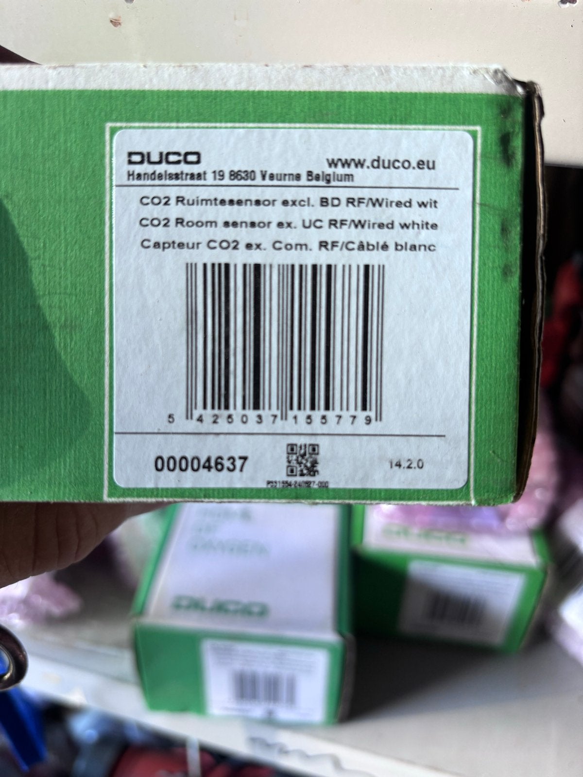 DUCO CO2 Ruimtesensor RFwit inbouw, Ophalen of Verzenden, Nieuw, Ventilator en Afzuiger