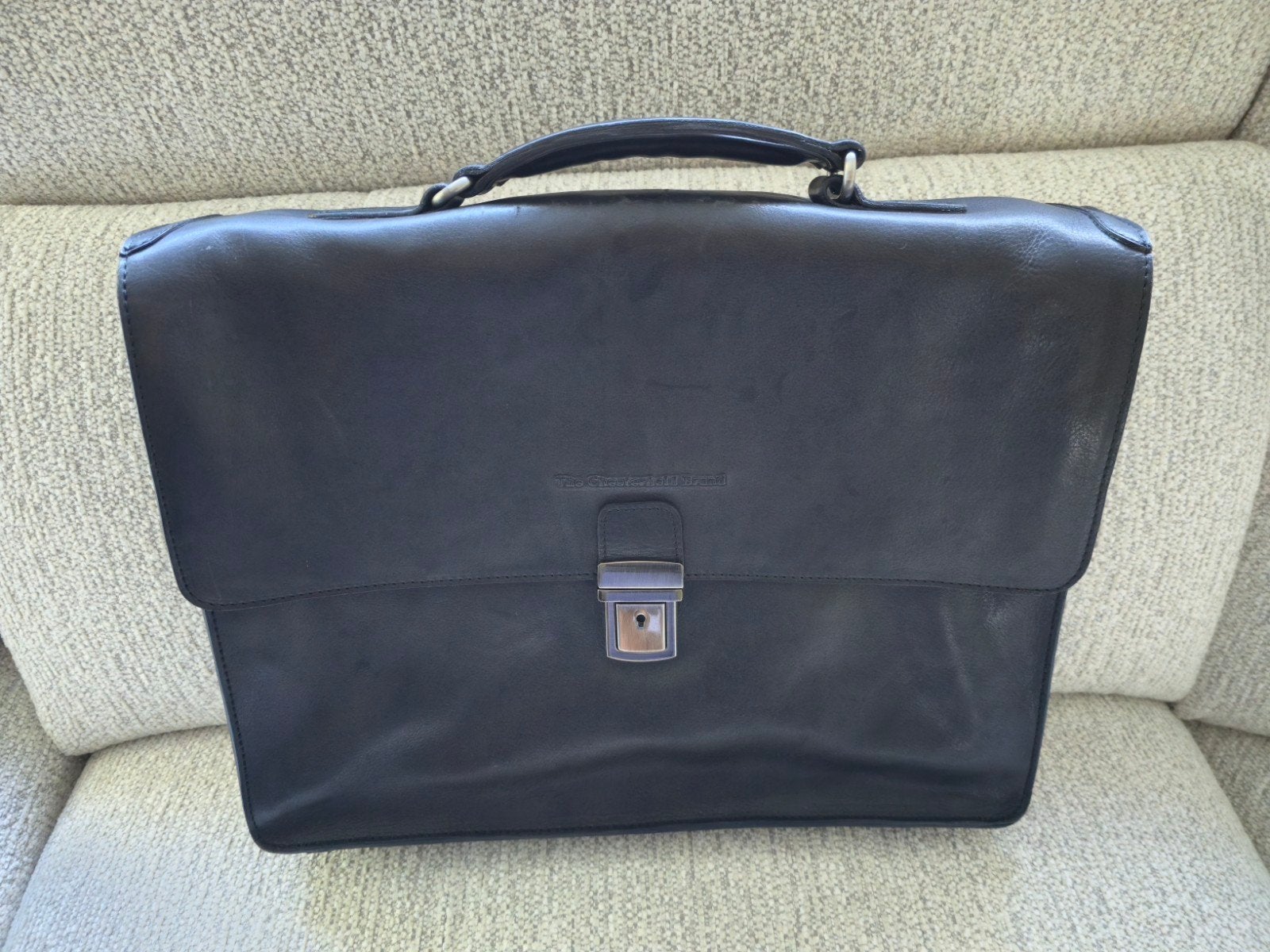 The Chesterfield Brand Oxford leren aktetas/laptoptas zwart, 15 inch, Aktetas, Zo goed als nieuw, Zwart