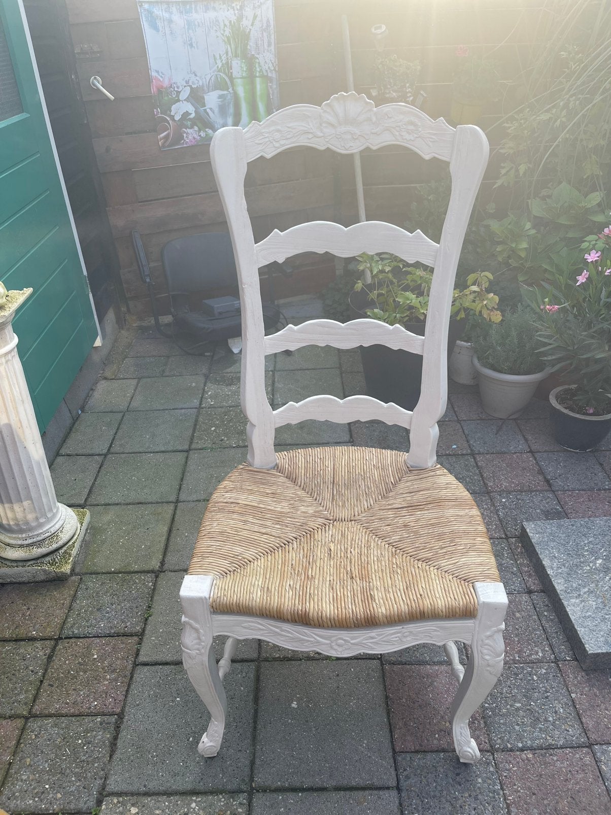 6 mooie brokante stoelen met goed rieten zitting., Ophalen