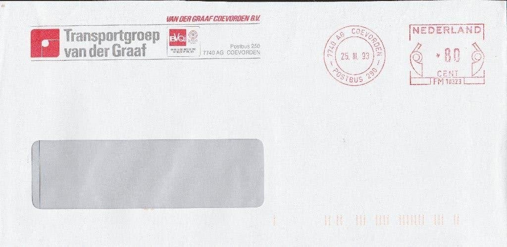 COEVORDEN 1993 Transportgroep Van der GRAAF, Ophalen of Verzenden, 1980 tot heden, Gelopen, Overijssel