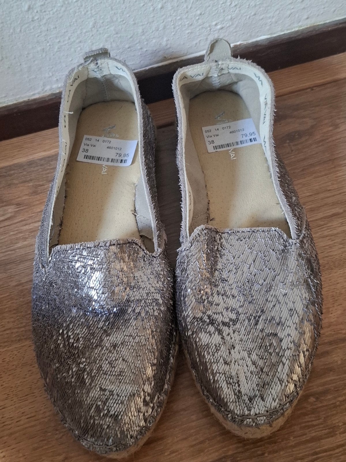 Via Vai Espadrilles Maat 38 Zilver Pailletten, Kleding | Dames, Schoenen, Via Vai, Overige kleuren, Nieuw, Ophalen of Verzenden