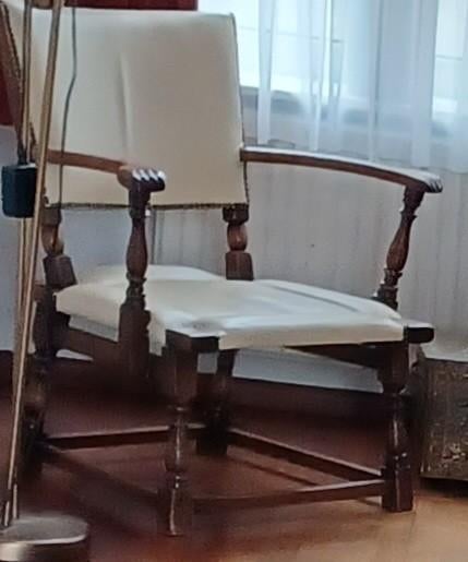 Fauteuil met leren bekleding, Huis en Inrichting, Fauteuils, Ophalen, Gebruikt, Klassiek, 75 tot 100 cm