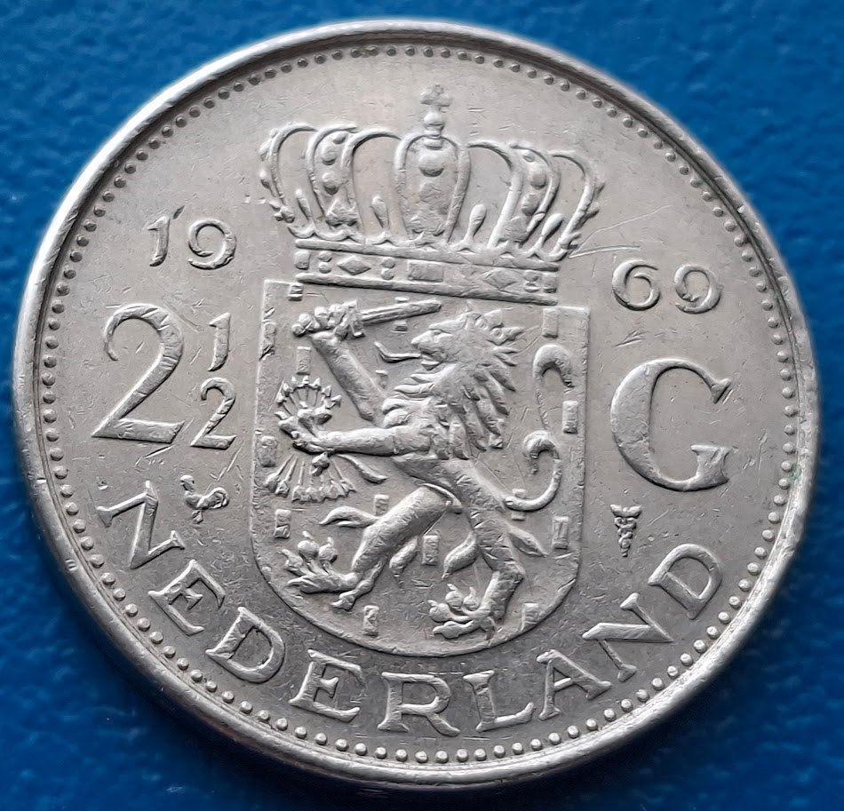 Nederland 2½ gulden - 1969 (haan), Ophalen of Verzenden, Koningin Juliana, 2½ gulden, Losse munt