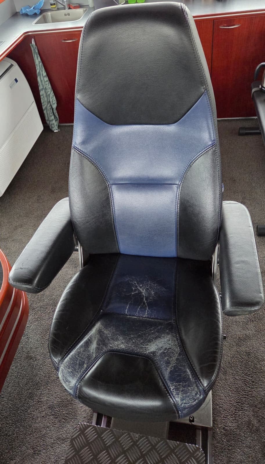 Norsap 1500 stuurstoel (ex poot), Ophalen, Gebruikt, Blauw, Leer