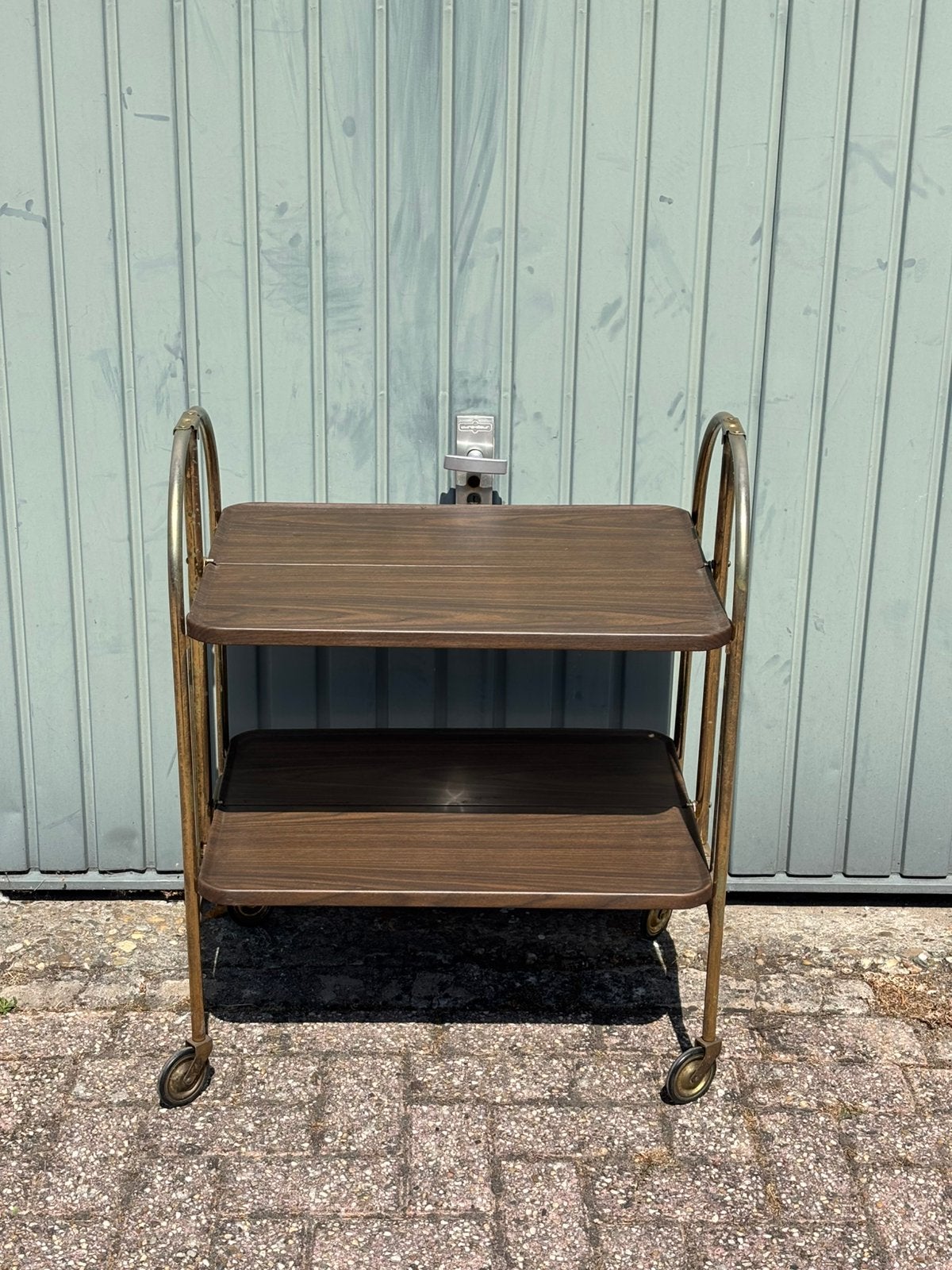Vintage serveerwagen / theewagen / Barretje - inklapbaar, Huis en Inrichting, Ophalen, Gebruikt, Bruin, Vintage