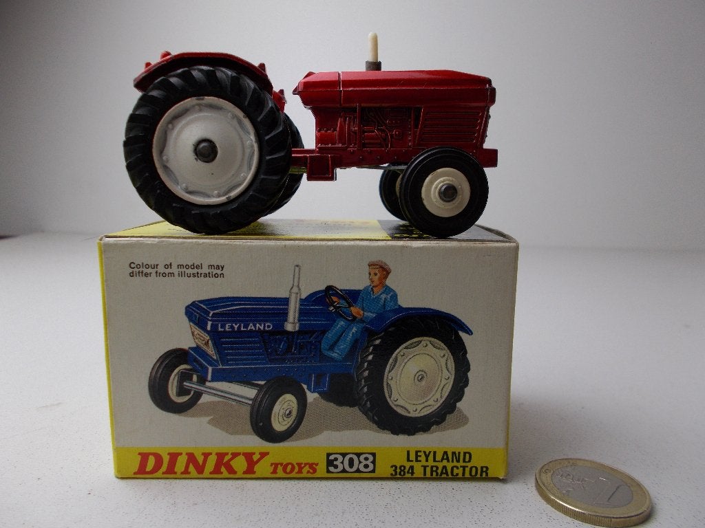 1972 Dinky Toys 308 LEYLAND 384 TRACTOR + ORIG. DOOSJE! (B), Ophalen of Verzenden, Gebruikt, Tractor of Landbouw, Dinky Toys