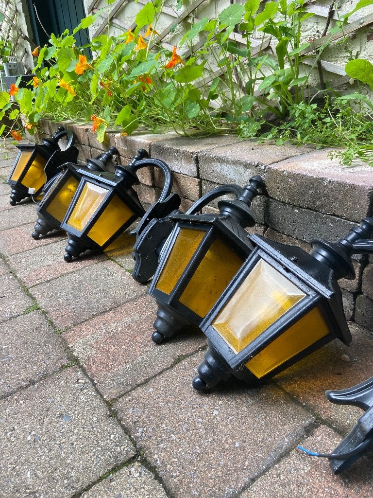 5 klassieke buitenlampen tuinlampen, Ophalen, Wandlamp, Aluminium, 50 tot 250 watt