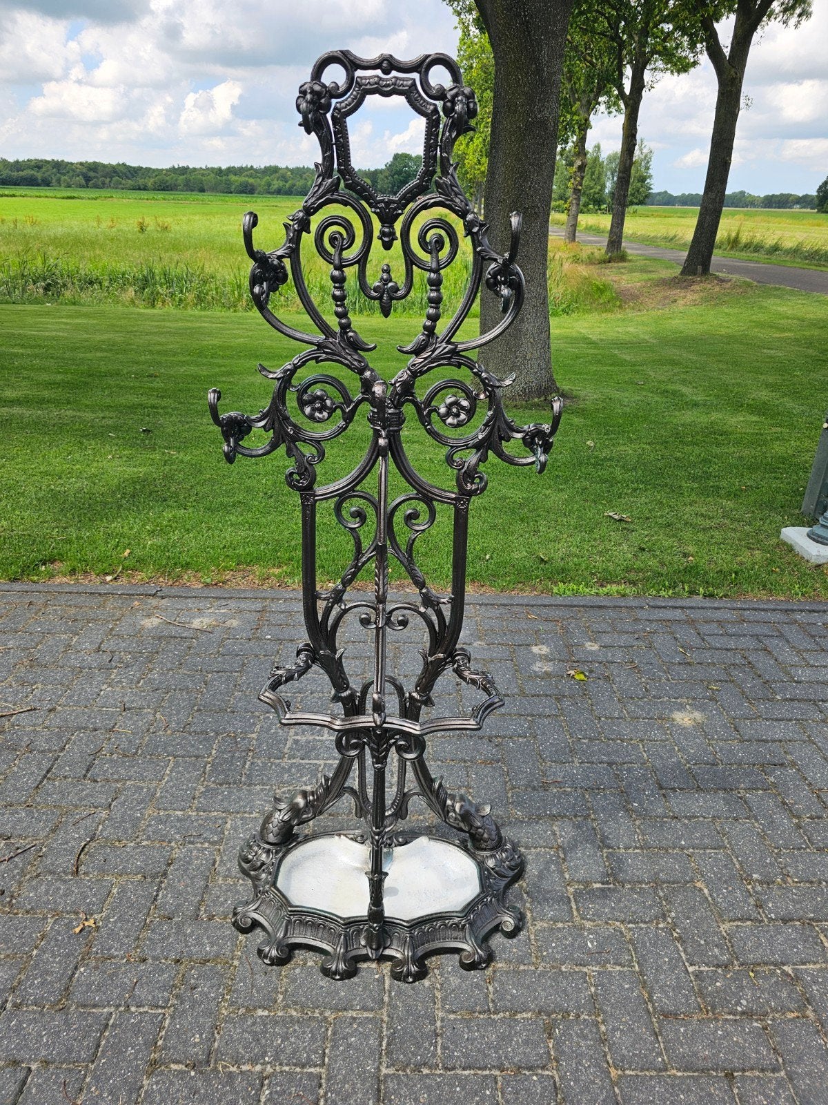 Gietijzeren kapstok met paraplubak., Antiek en Kunst, Ophalen