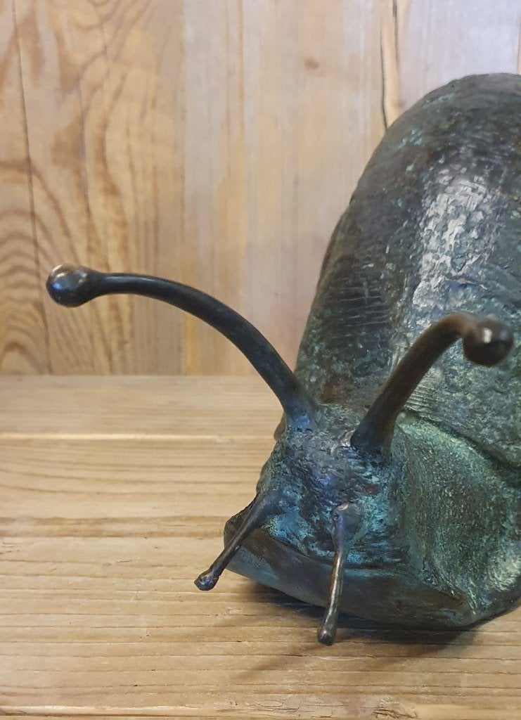 bronzen beeld / SLAK / 17 cm hoog, Tuin en Terras, Tuinbeelden, Dierenbeeld, Nieuw, Info@huisentuindecoratiemarie.nl, Huis en tuin decoratie marie