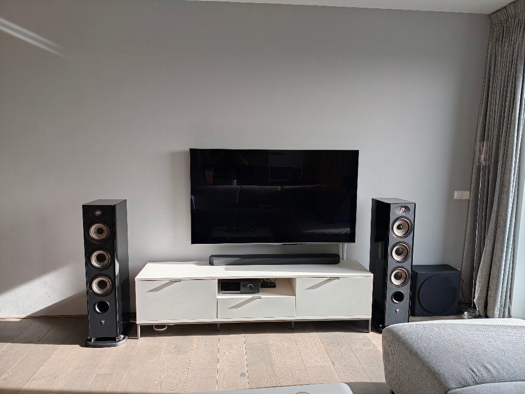 Focal Aria Evo X N2 speakers in black gloss (nieuwstaat), Vloerstaande luidspreker, Zo goed als nieuw, 60 tot 120 watt, Geschikt voor surround/home cinema