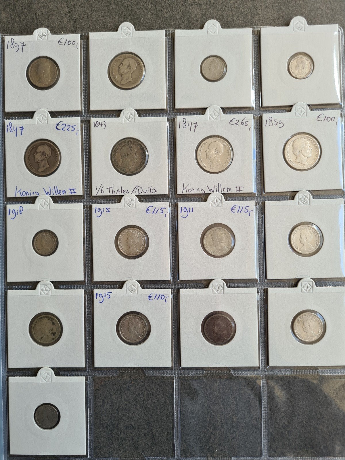 Nederlandse munten 18e - 20e eeuw - Willem II & Wilhelmina, Postzegels en Munten, Zilver, Losse munt, Koning Willem II, Overige waardes