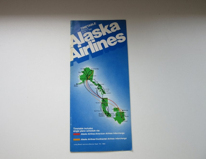 Alaska Airlines timetable 1982, Verzamelen, Verzenden, Gebruikt, Overige typen