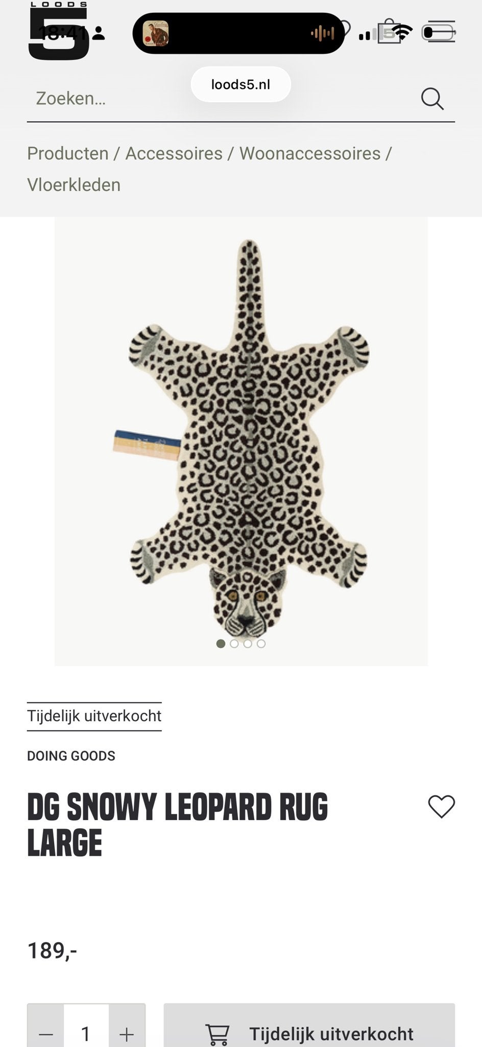 Doing Goods Tapis Amis Vloerkleed Witte Luipaard 150x90 cm, Ophalen, 100 tot 150 cm, Wit, 50 tot 100 cm