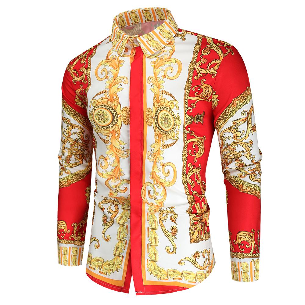 Heren barok overhemd 3 luxe gouden kamper shirt rood wit, Verzenden, Nieuw, Overige kleuren, Overige halswijdtes