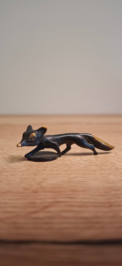 Fox Brass Figurine 1950s Walter Bosse Design Vienna, Ophalen of Verzenden, Zo goed als nieuw, Dier