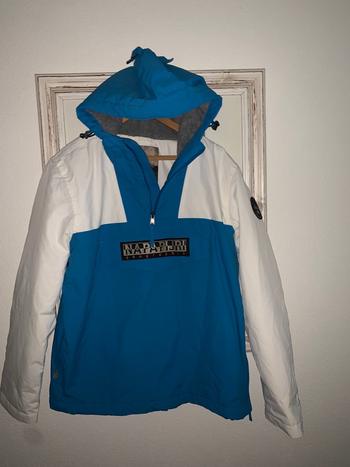Napapijri Skidoo Winterjas - Blauw/Wit - Maat L, Ophalen of Verzenden, Zo goed als nieuw, Maat 52/54 (L)