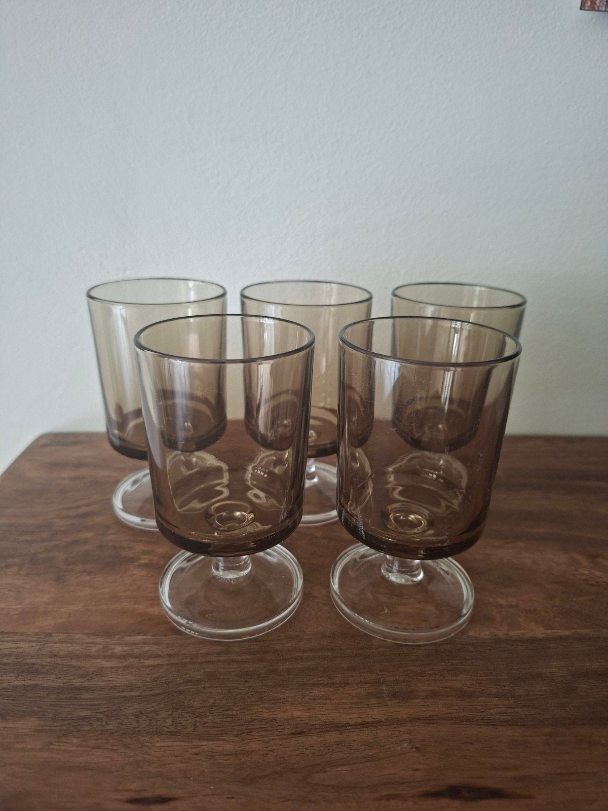 Set van 5 stuks rookglas glazen Luminarc France Cavalier, Ophalen of Verzenden, Zo goed als nieuw, Overige typen