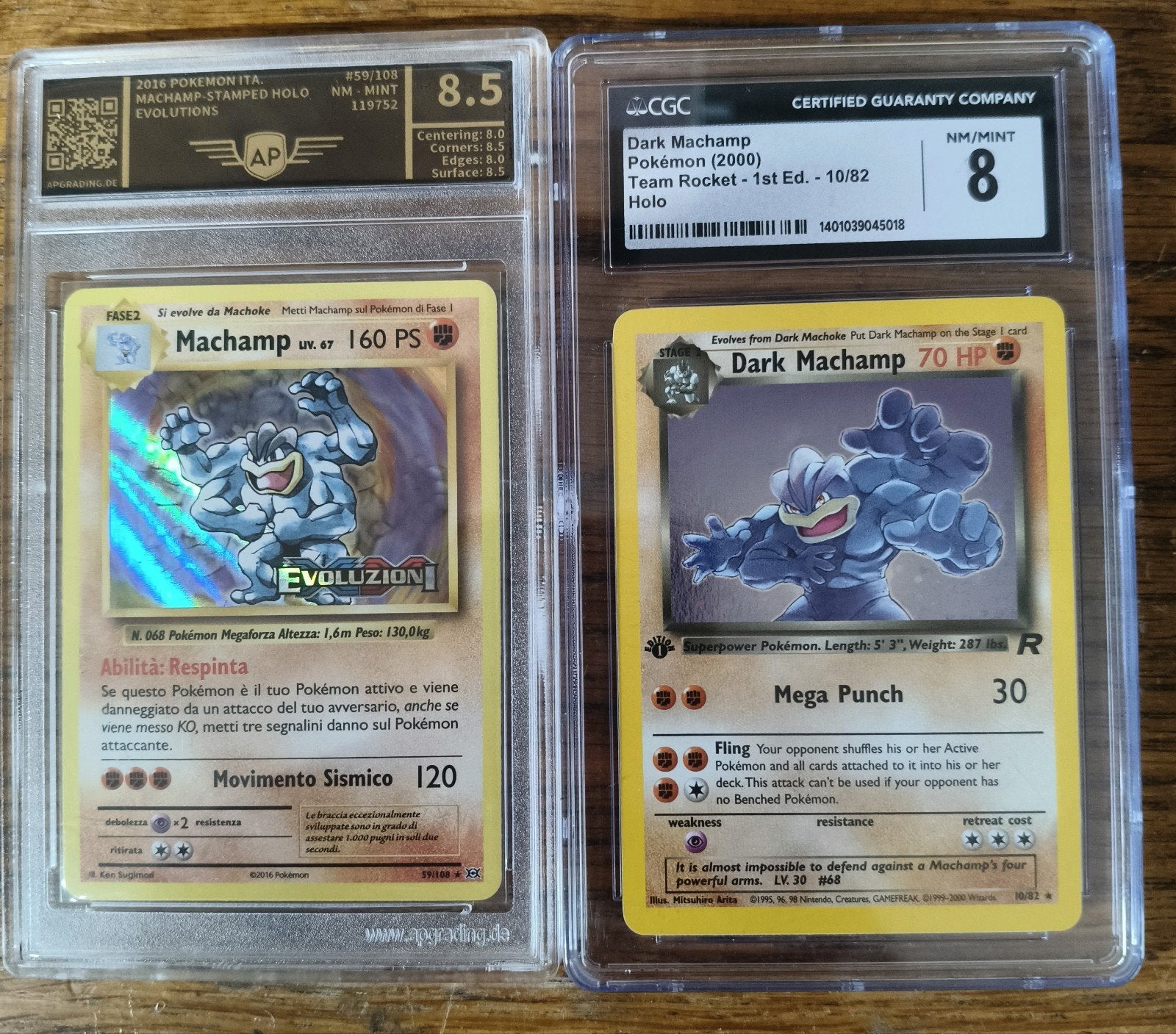 Machamp evolution stamped  & Dark Machamp 1 edition, Ophalen, Zo goed als nieuw, Meerdere kaarten, Foil